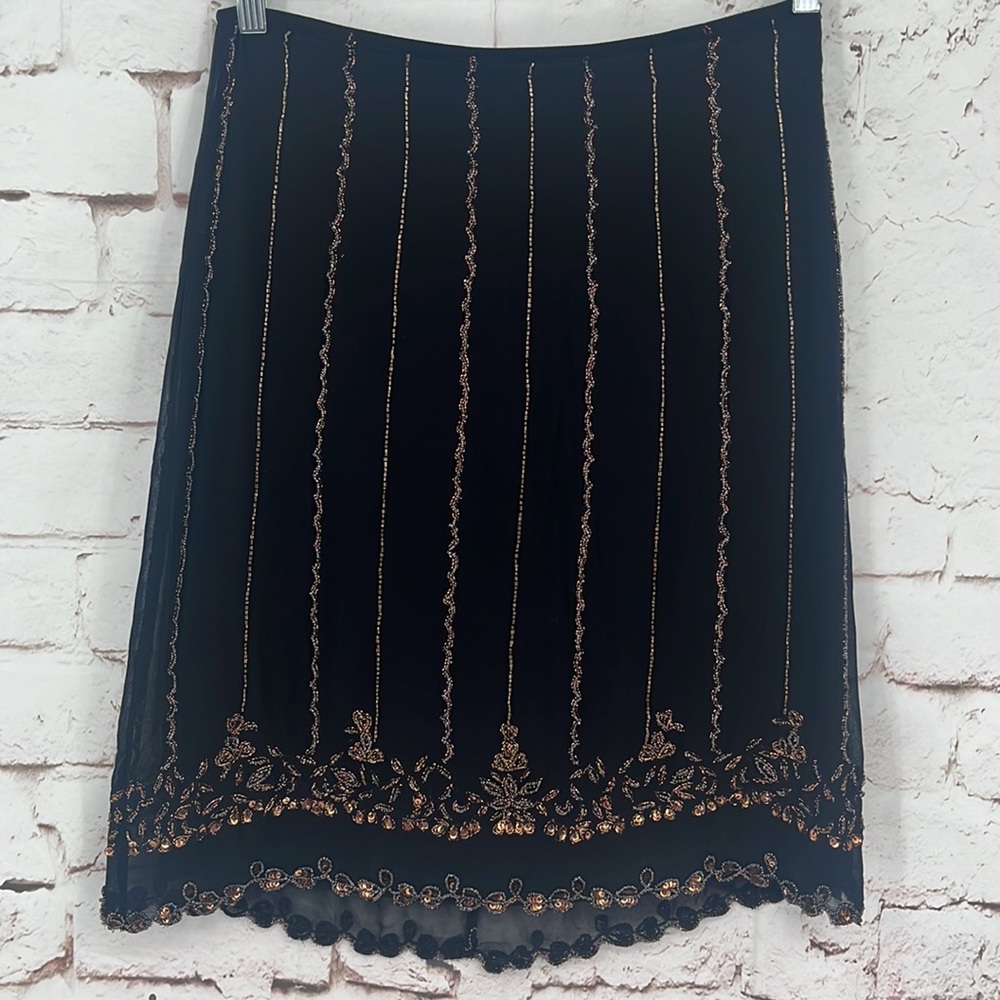 ✨VINTAGE✨Betsey Johnson Silk Beaded Skirt, Size M